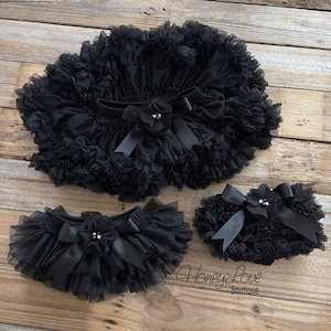Black Baby Girl Tutu Skirt Bloomers, Ruffle Diaper Cover, Pettiskirt, Newborn Baby Shower Gift, Toddler Tutu, Black Baby Girl Outfit