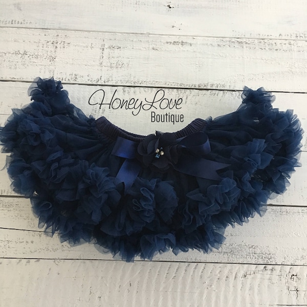 Navy Blue Baby Girl Pettiskirt Tutu, 1st Birthday Tutu, Toddler Girl Tutu, Navy Blue Tutu Skirt, Newborn Photo Prop, Baby Girl Shower Gift