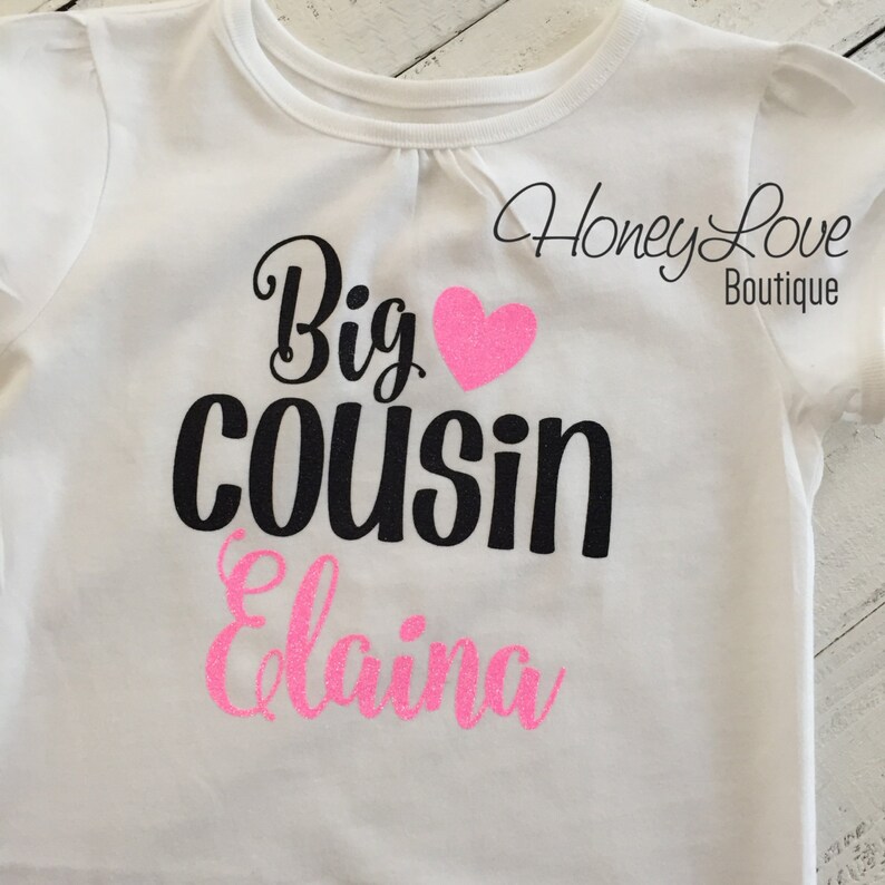 PERSONALIZED Cousin shirts Matching Little Middle Big glitter bodysuits custom personalization shirt baby girl newborn infant toddler