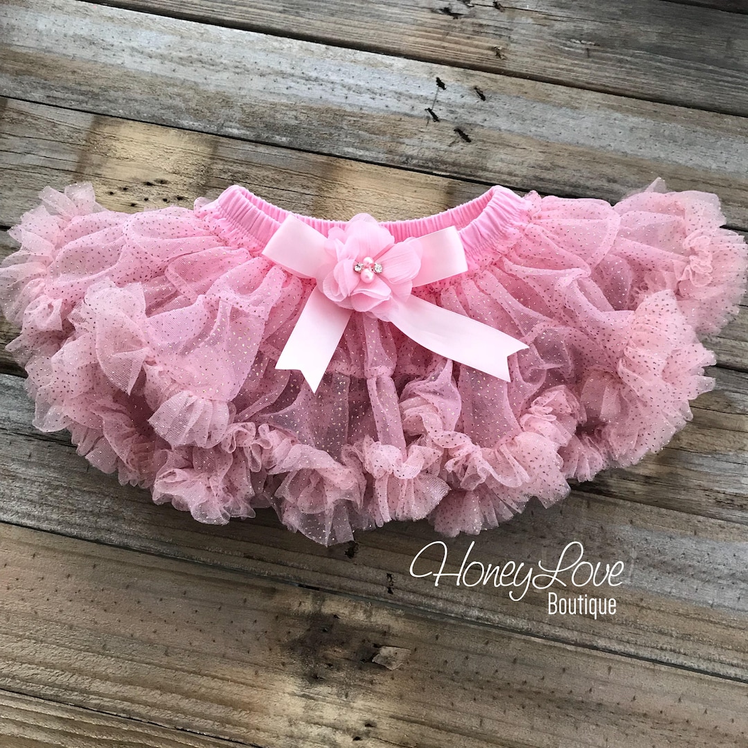 Pink and Gold Sparkle Tutu Pettiskirt, Gold Glitter Tutu, Baby Girl