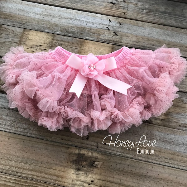 Pink and Gold Sparkle Tutu Pettiskirt, Gold Glitter Tutu, Baby Girl Tutu Skirt, 1st Birthday Tutu, Toddler Tutu Skirt, Newborn Photo Prop