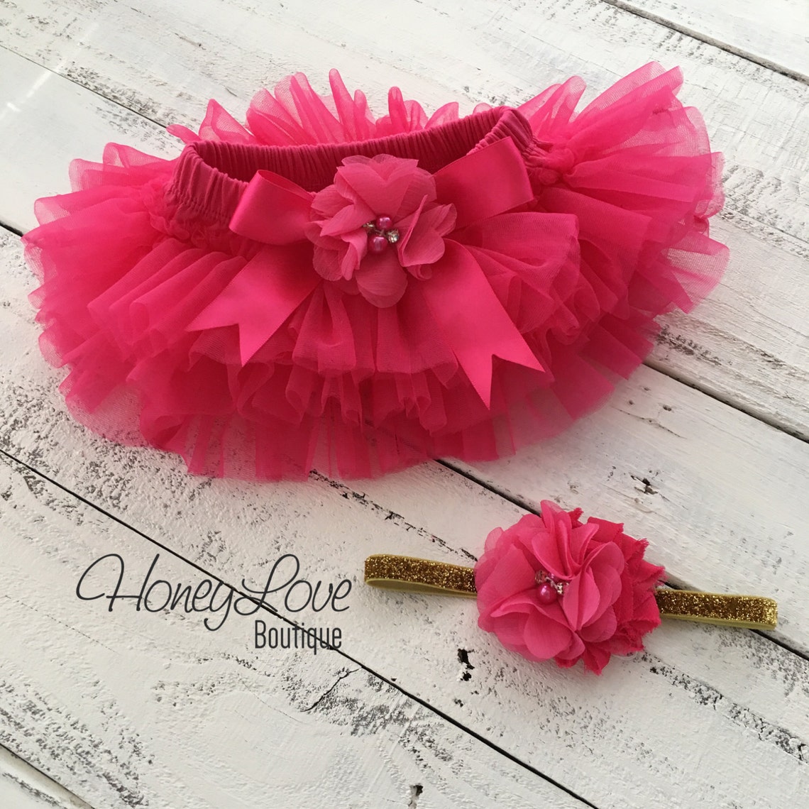 PERSONALIZED SET Gold Glitter Bodysuit Hot Pink Ruffle Flower Etsy