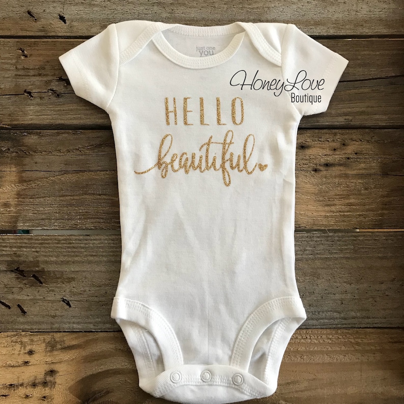 infant coming home outfit Hello beautiful choose glitter color newborn baby girl bodysuit welcome baby girl take home hospital shirt
