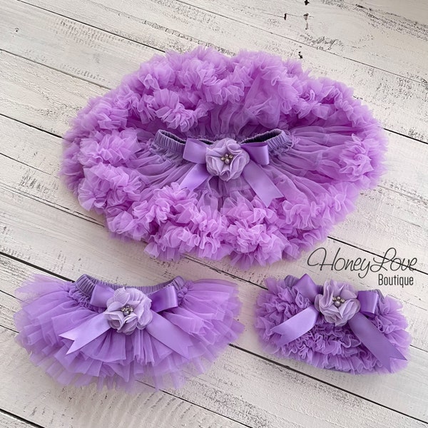 Lavender Purple Baby Girl Tutu Skirt Bloomers, Ruffle Diaper Cover, Pettiskirt, Newborn Baby Shower Gift, Toddler Tutu, Baby Girl Outfit