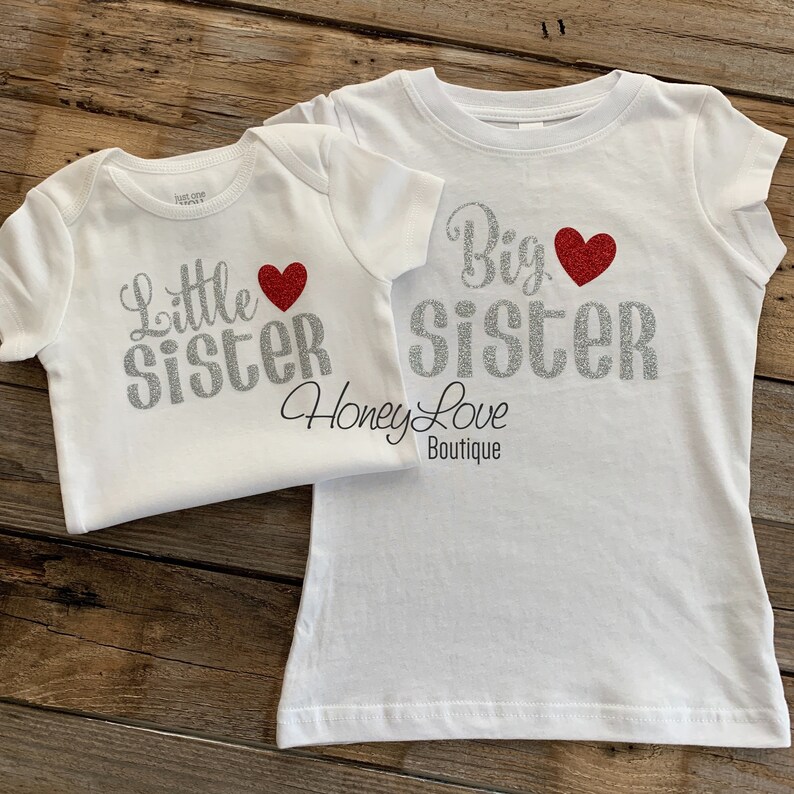 SISTER Sibling shirts Matching Sis Little Middle Twin Big Sister glitter bodysuits custom personalization shirt newborn infant toddler girl