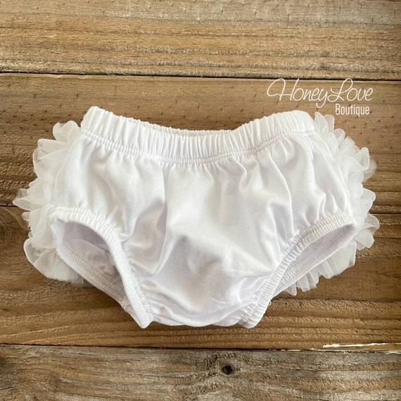 ホワイトブルマー、女の子用おむつカバー、フリルブルマー、フリル付き
