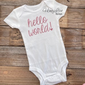 Hello World Newborn Girl Outfit, Baby Girl Coming Home Hospital Outfit ...