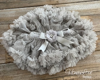 Graues Glitzer-Tutu, Silberfarbener Glitzer-Pettiskirt-Tutu, Baby-Tutu für Mädchen, Tutu für 1