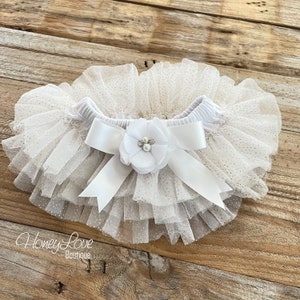 White and Gold Sparkle Tutu, Gold Glitter Tutu Bloomer, Baby Girl Tutu Bloomer, Ruffle Diaper Cover, Toddler Tutu Skirt, Newborn Photo Prop