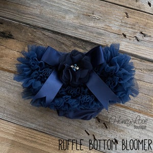 Navy Blue Baby Girl Tutu Skirt Bloomers, Ruffle Diaper Cover, Pettiskirt, Newborn Baby Shower Gift, Toddler Tutu, Navy Baby Girl Outfit RuffleBottom Bloomer