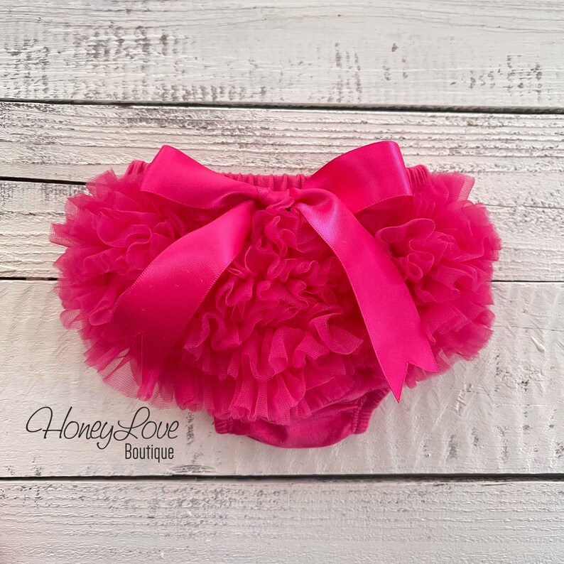 Watermelon Pink Baby Girl Ruffle Bloomers, Ruffle Diaper Cover, Newborn ...