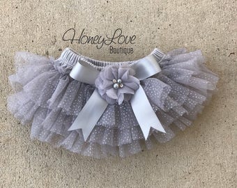 Grau funkeln Tutu, Silber Glitzer Tutu Bloomer, Baby Mädchen Tutu Bloomer, Rüschen Windel Abdeckung, Tutu Rock, Neugeborene Foto Prop, Kleinkind Tutu