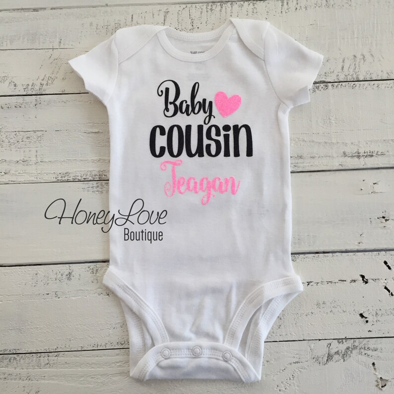 PERSONALIZED Cousin shirts Matching Little Middle Big glitter bodysuits custom personalization shirt baby girl newborn infant toddler