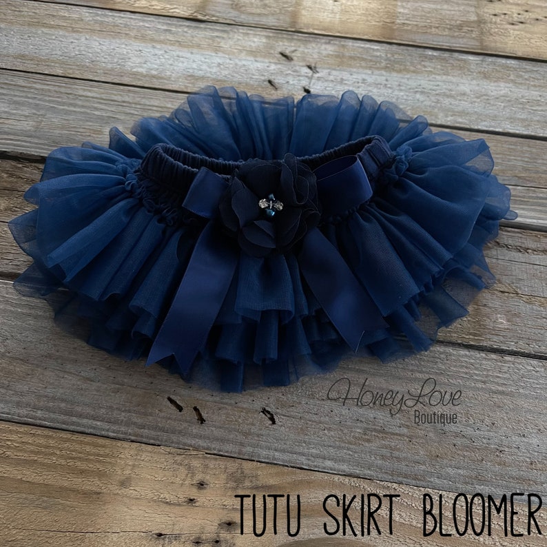 Navy Blue Baby Girl Tutu Skirt Bloomers, Ruffle Diaper Cover, Pettiskirt, Newborn Baby Shower Gift, Toddler Tutu, Navy Baby Girl Outfit Tutu Skirt Bloomer