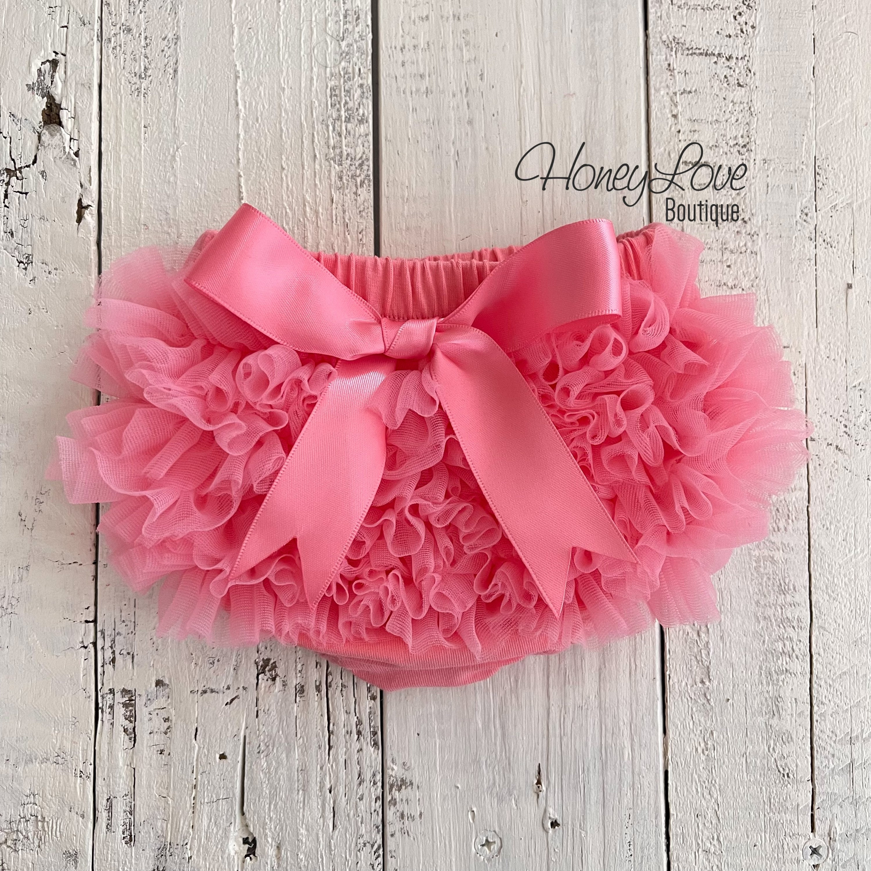 Coral Pink Baby Girl Ruffle Bloomers, Ruffle Diaper Cover, Newborn Baby ...