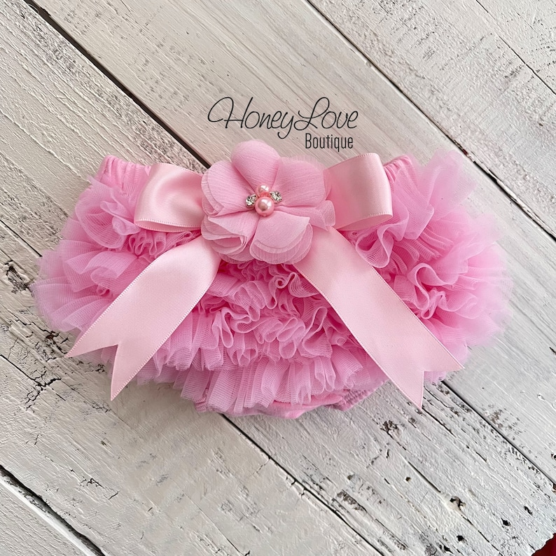 Pink Baby Girl Ruffle Bloomers, Ruffle Diaper Cover, Newborn Baby ...