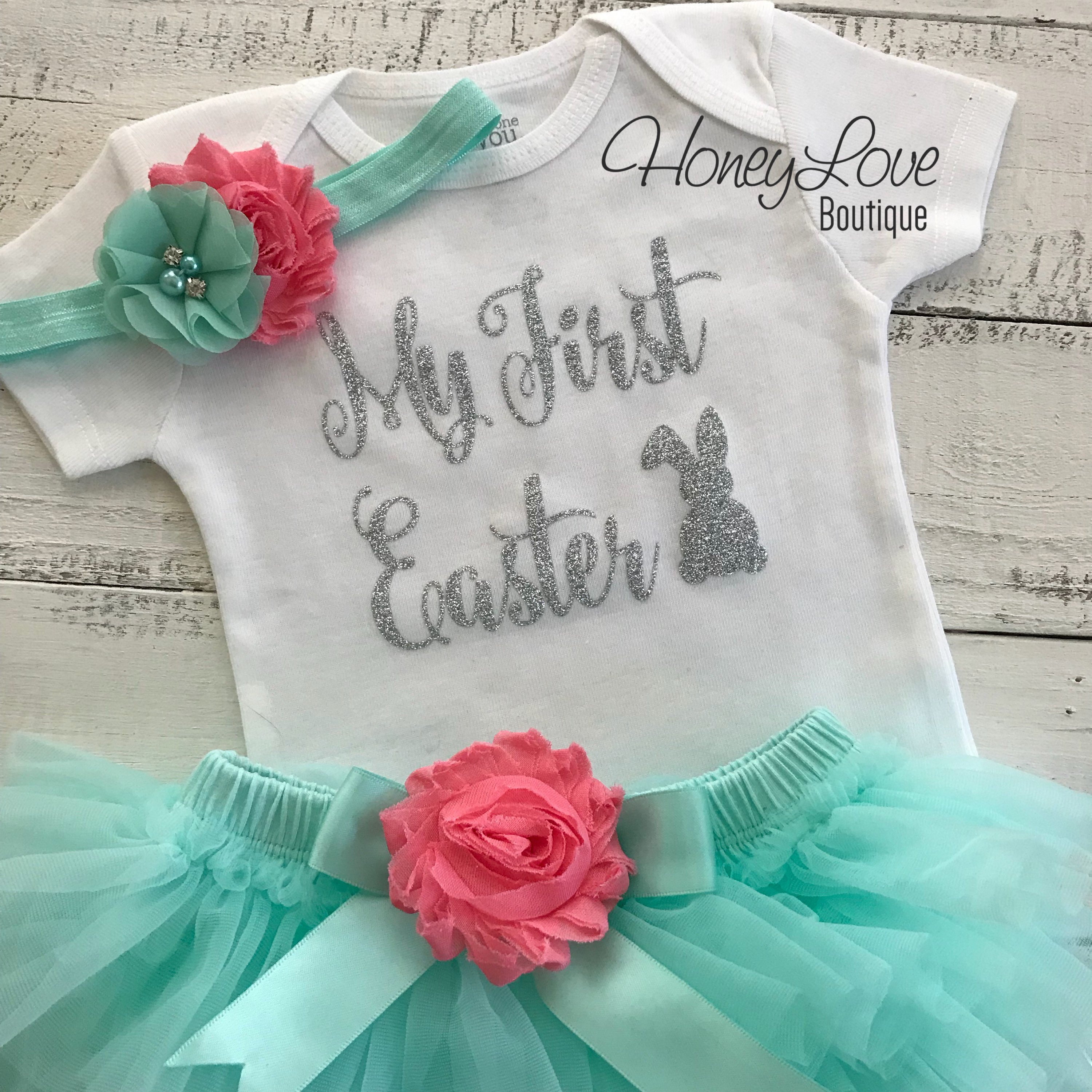 My First Easter Outfit Set Baby Girl SILVER or Gold Glitter Easter — free download