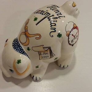 Ceramic Money Box, Newborn Baby Gift, Baby Birth Gift, Personalized Money Box, Hand Painted Gift, Sparschwein, Spardose, Taufe, Geburth,