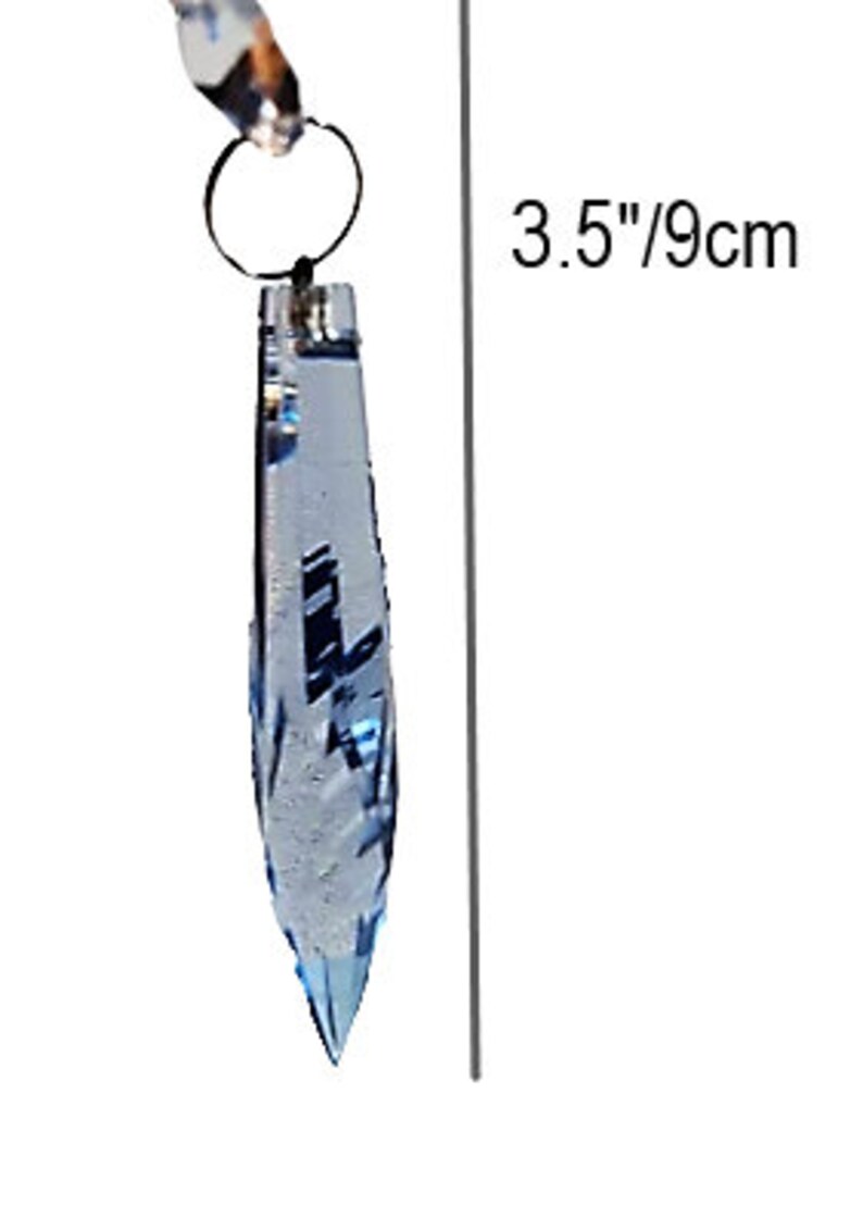 Vintage Crystal Chandelier Icicle Spear Droplets 3.5/9cm Petrol Blue