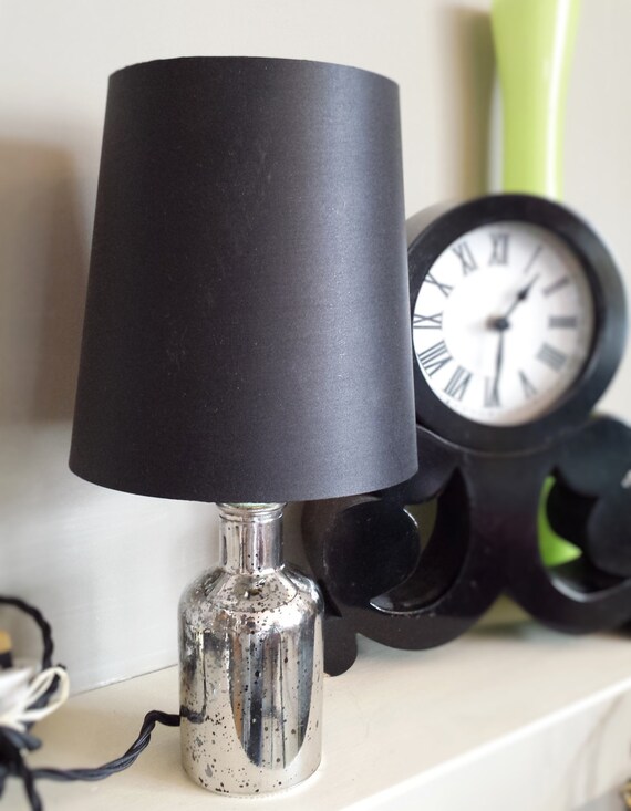 Silver Table Lamp Vintage Accent Recycled Glass Image 0