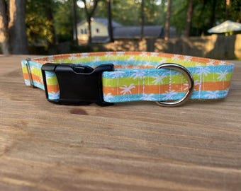 Palm Tree Dog Collar: Island Beach Tropical Style
