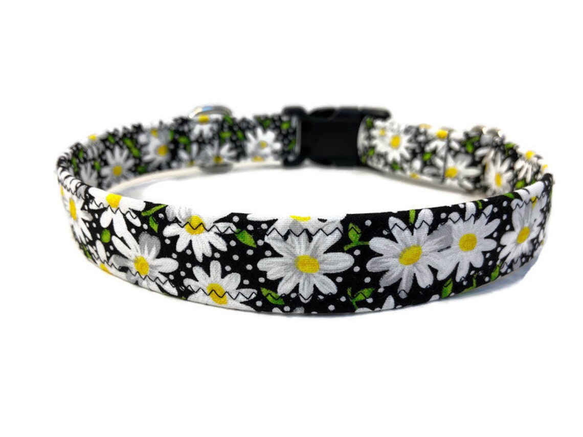 Daisy Dog Collar Daisy Martingale Black & White Floral Dog Etsy