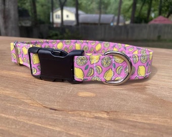 Pink Lemons dog collar