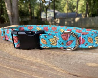 Colorful Fall Leaves Dog Collar: Autumn Thanksgiving Style