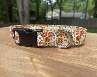 Pumpkins and flowers Dog Collar,  Fall Pumpkin dog collar, Fall Floral