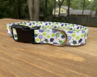 Pickleball Dog Collar: Blue & Green Sports Collar