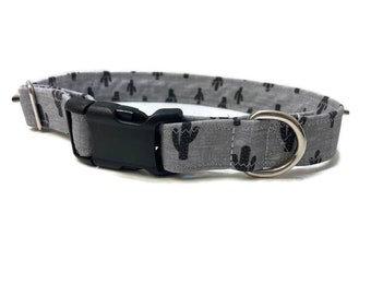 Modern Cactus dog collar, martingale dog collar, dog collar, cacti collar, Girl Dog Collar, Boy Dog Collar, Desert Dog Collar, grey collar