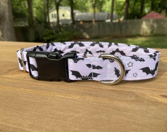 Pastel Purple Bats Dog Collar, Halloween