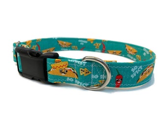 Dog Collar, Taco Dog Collar,  Nacho Dog Collar, green dog collar, boy dog collar, girl dog collar, novelty dog collar, Fabric Dog Collar