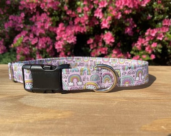 Cute Pink Rainbow dog collar, Rainbows dog collar