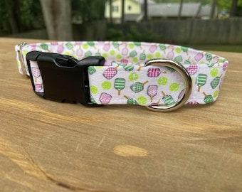 Pink Pickleball Dog Collar: Sports dog collar, Custom Sizing