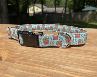 French Fry Dog Collar: Funny Food Print, Martingale Option