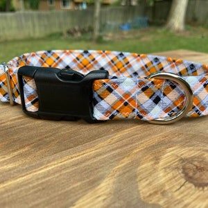 Glow in the dark Halloween plaid dog collar, Fall Plaid Dog Collar, fall dog collar, halloween plaid, halloween dog collar, glow in the dark