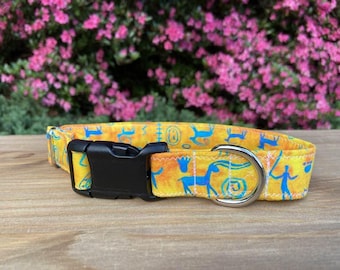 Tribal Aztec cave art dog collar