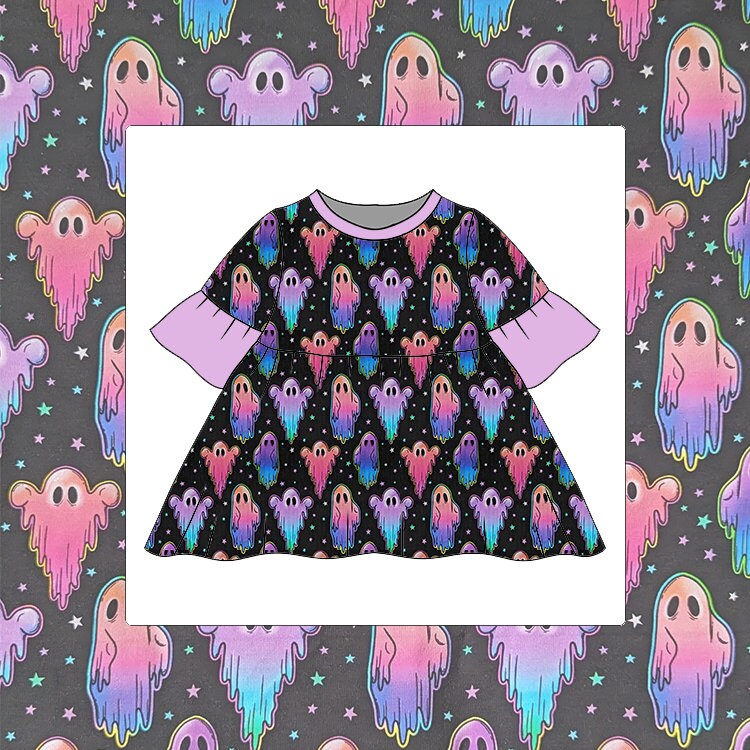Vestido infantil con mangas acampanadas Neon Ghosts