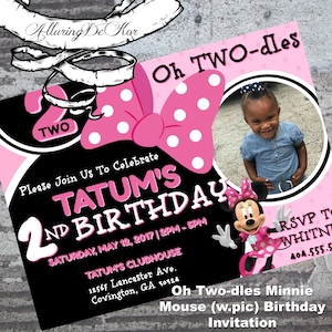 Oh Two-dles Minnie Mouse (w. pic) Birthday Invitation