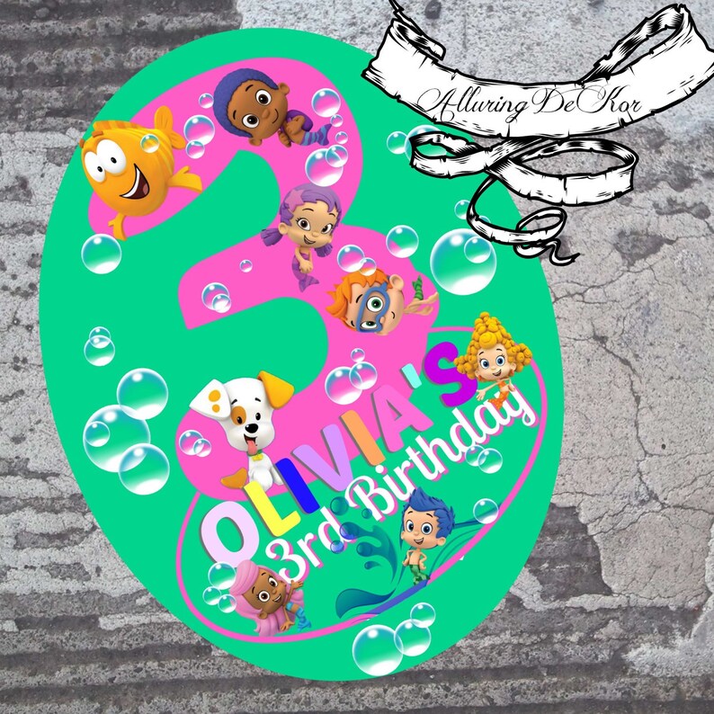 Bubble Guppies Birthday Sign w/age Etsy