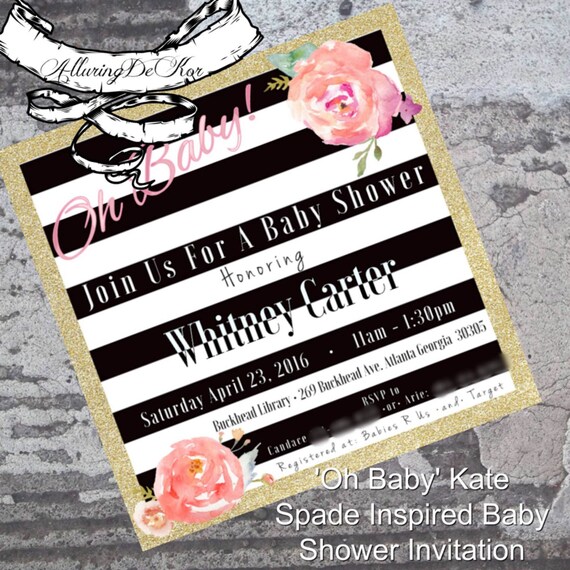 Baby Shower Invitation - Oh Baby - Black and White Striped Il_570xn
