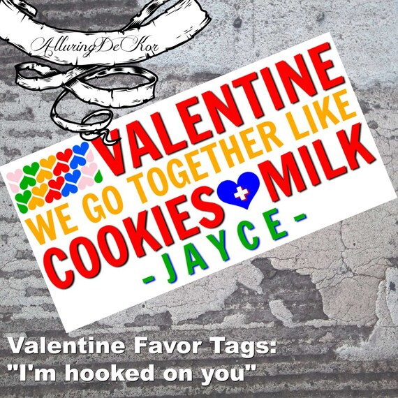 Valentine Favor Tag: Cookies & Milk (customized) Il_570xn