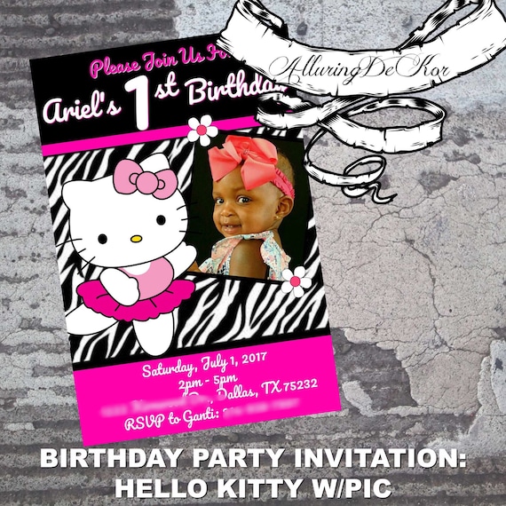Hello Kitty Birthday Invitation w/pic Il_570xn