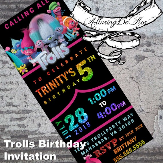 Trolls Birthday Invitation Il_570xn