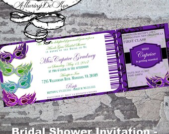 Bridal Shower Invitation-Boarding Pass: Mardi Gras
