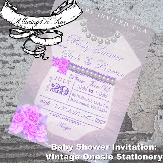 Baby Shower Invitation: Vintage Onesie Stationery Il_570xn