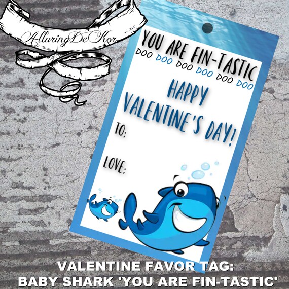 Valentine Favor Tag: Baby Shark 'You are Fin-tastic' Il_570xn