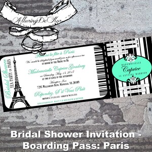 Bridal Shower Invitation-carte d’embarquement : Paris Tea Party