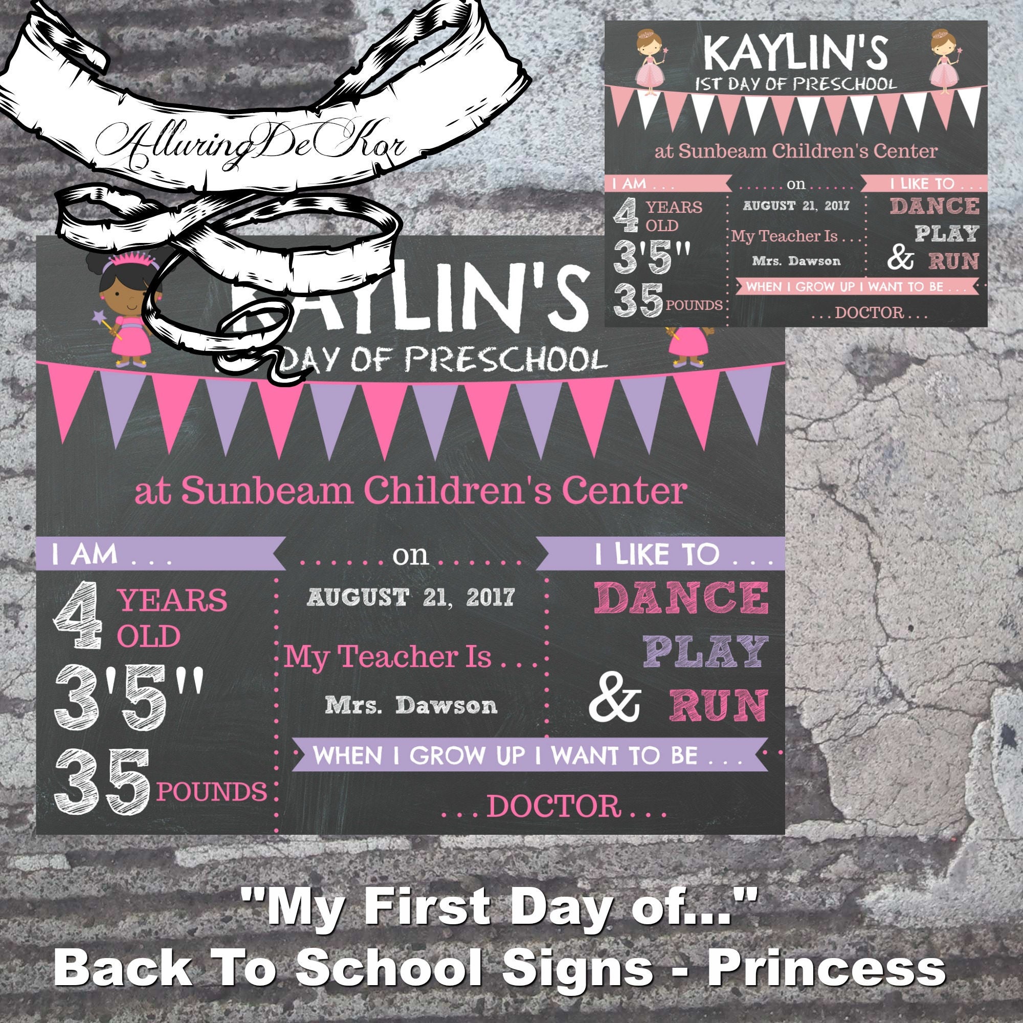 My First Day Of... Back to School Sign - Princess - Etsy